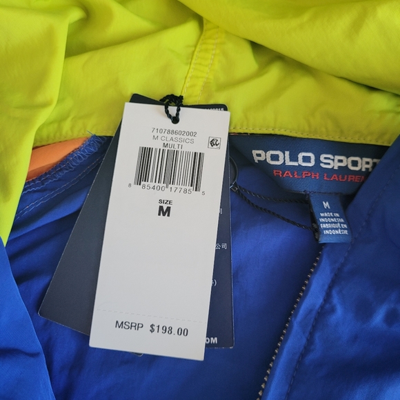 Polo Sport Ralph Lauren Rugby Royal Logo Hooded Windbreaker Jacket - Size M NWT - Picture 3 of 5